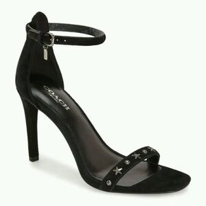Coach Women’s Black Melrose Suede Heels Size 6.5 studded embellished ‎ formal